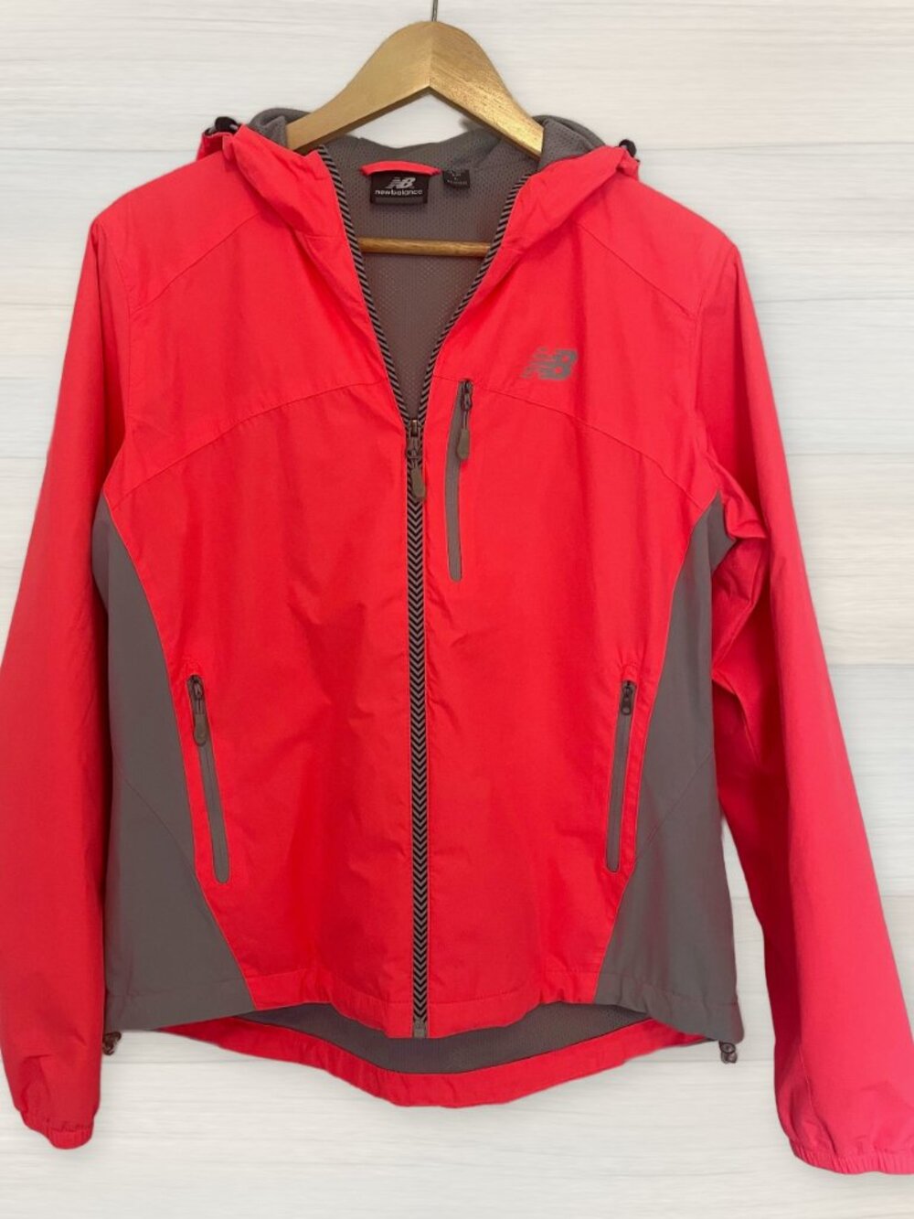 New Balance Hooded Wind Jacket Hot Pink Neon Reflective Running Women's L